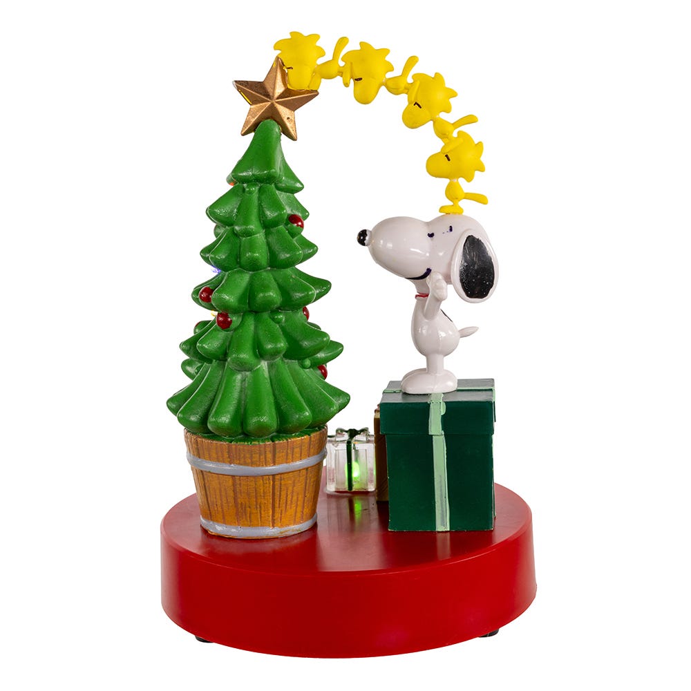 Kurt Adler Peanuts 7.7-Inch Battery-Operated Snoopy and Woodstock Light Up and Musical Tree Tablepiece